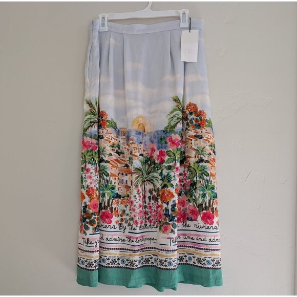 Zara PRINTED LAYERED MIDI SKIRT Multicolor Floral S M L NWT - Picture 8 of 12